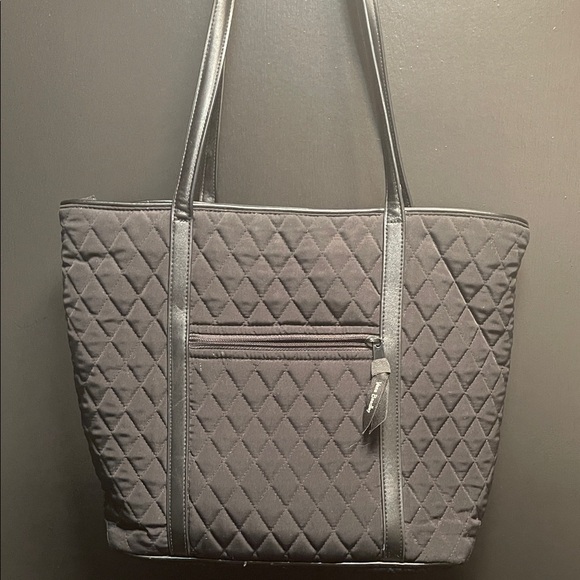 Vera Bradley Black Quilted Tote with leather - Picture 4 of 6